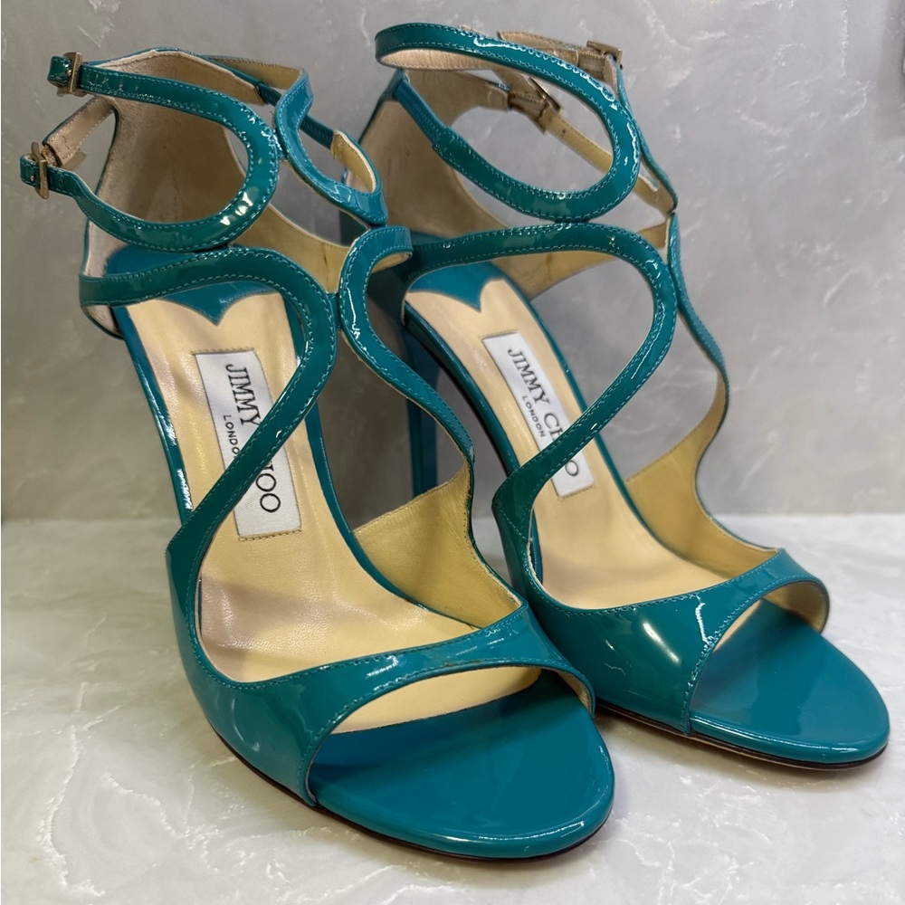 Jimmy Choo Turquiose Azia Strappy Sandals